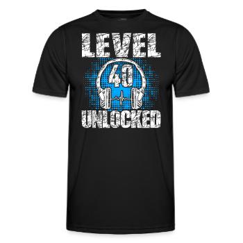 Level 40 Unlocked Geburtstagsgeschenk 40 Jahre - Männer Funktions-T-Shirt - Schwarz - Vorne - AI Model Male 178 dark (178cm)