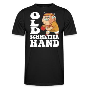 Old butterfly hand outfit for table tennis players - Men's Functional T-Shirt - black - Front - AI Model Male 178 dark (178cm)