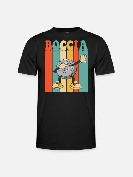 Giocatore di bocce che tampona la palla di bocce con le bocce - Maglietta sportiva per uomo - nero
