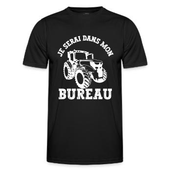 je serai dans mon bureau - T-shirt sport Homme - noir - Devant - AI Model Male 178 dark (178cm)