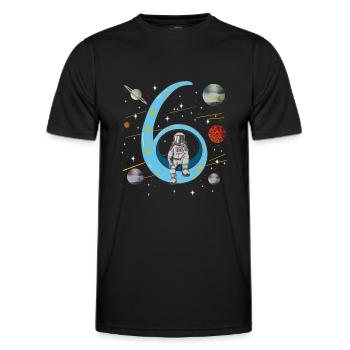 6 Geburtstag Astronaut Weltraum Planeten Kinder - Männer Funktions-T-Shirt - Schwarz - Vorne - AI Model Male 178 dark (178cm)