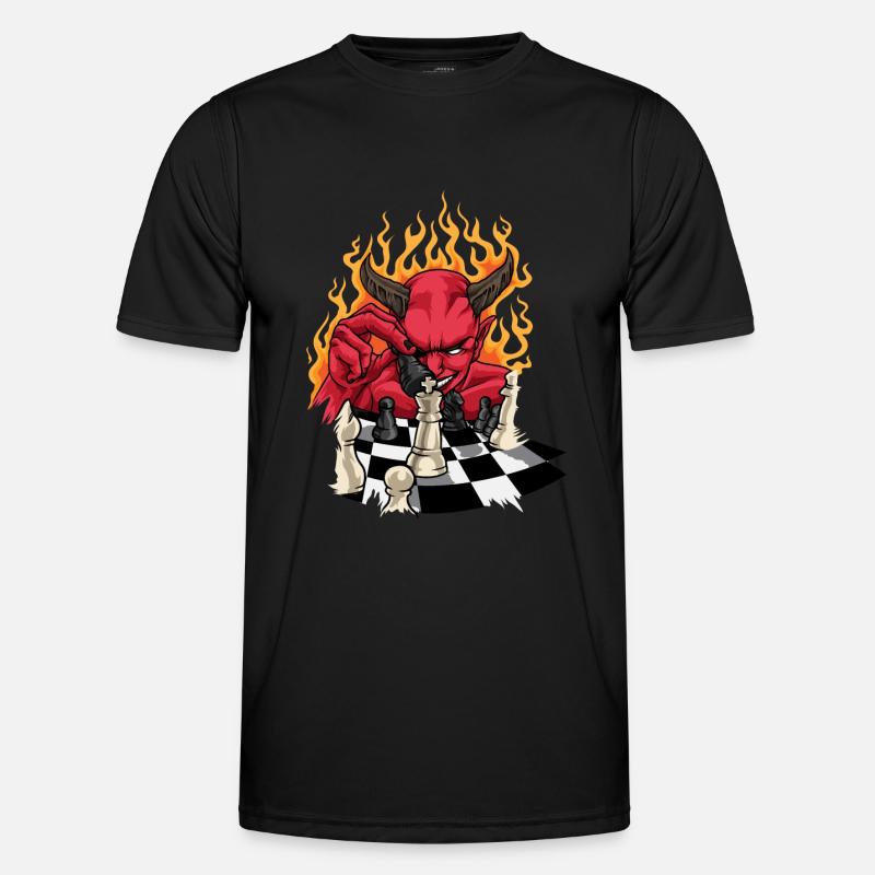 Flame Devil With Chessboard - Chess - Men's Functional T-Shirt - black