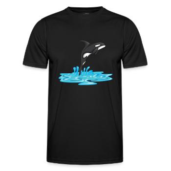 From Water Jumping Orca Killer Whale Motifs - Men's Functional T-Shirt - black - Front - AI Model Male 178 dark (178cm)
