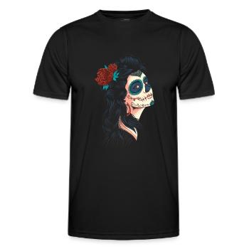 Schöne Lady der Toten La Calavera Catrina - Männer Funktions-T-Shirt - Schwarz - Vorne - AI Model Male 178 dark (178cm)