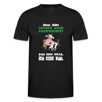 Ich bin second Hand Anti Vegetarier Kühe BBQ Steak - Männer Funktions-T-Shirt - Schwarz - Vorne - AI Model Male 178 dark (178cm)