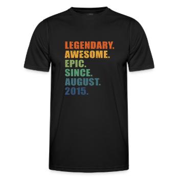 8th Birthday, August 2015, 8 Year Anniversary - Men's Functional T-Shirt - black - Front - AI Model Male 178 dark (178cm)