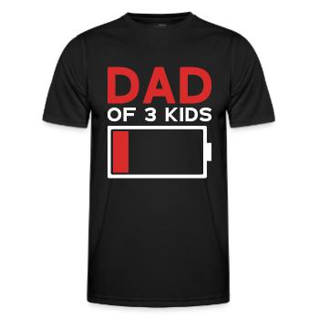 DAD OF 3 KIDS DAD THREE KIDS - Men's Functional T-Shirt - black - Front - AI Model Male 178 dark (178cm)