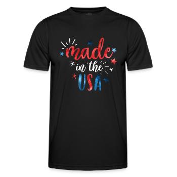 4th of July Made in the USA - Men's Functional T-Shirt - black - Front - AI Model Male 178 dark (178cm)