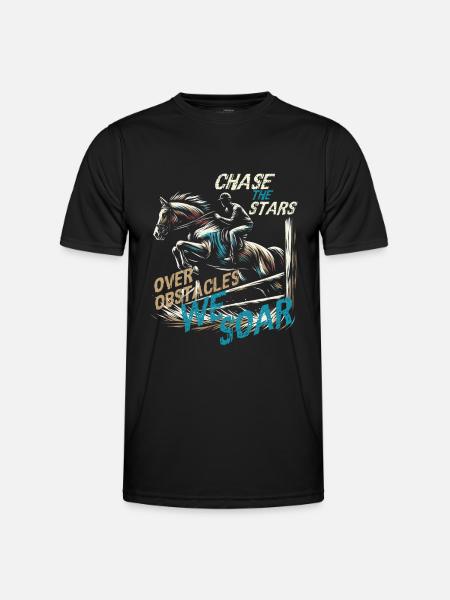 JAGEN SIE DIE STERNE ÜBER HINDERNISSE WIR SCHWEBEN, REITER - Männer Funktions-T-Shirt - Schwarz