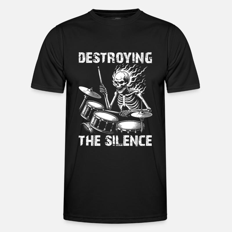 Drummer Skull Skelett am Drumset - Männer Funktions-T-Shirt - Schwarz