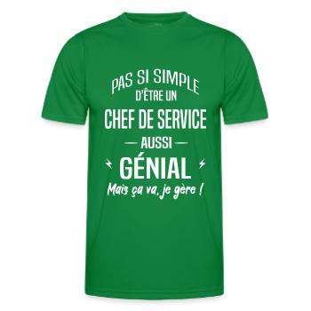 Chef de service - T-shirt sport Homme - vert - Devant - AI Model Male 178 dark (178cm)
