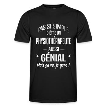 Physiothérapeute - T-shirt sport Homme - noir - Devant - AI Model Male 178 dark (178cm)