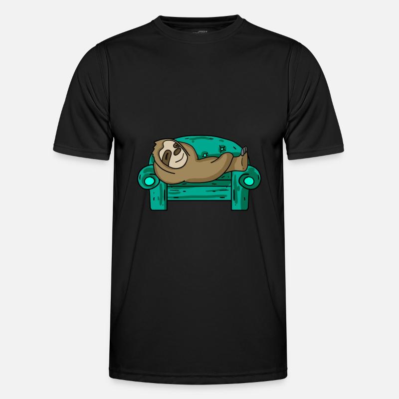 Faultier lustig auf Sofa Geschenk - Männer Funktions-T-Shirt - Schwarz