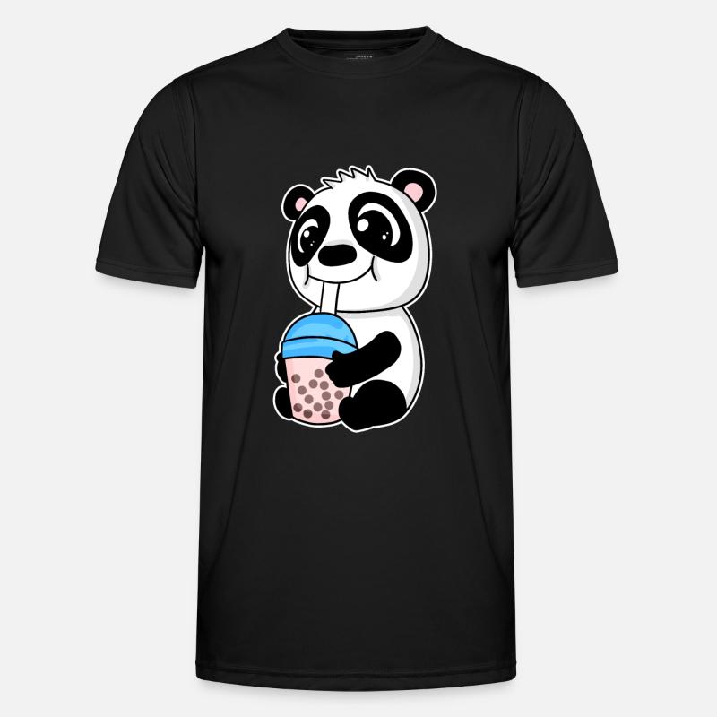 Bubble Tea Panda - Männer Funktions-T-Shirt - Schwarz