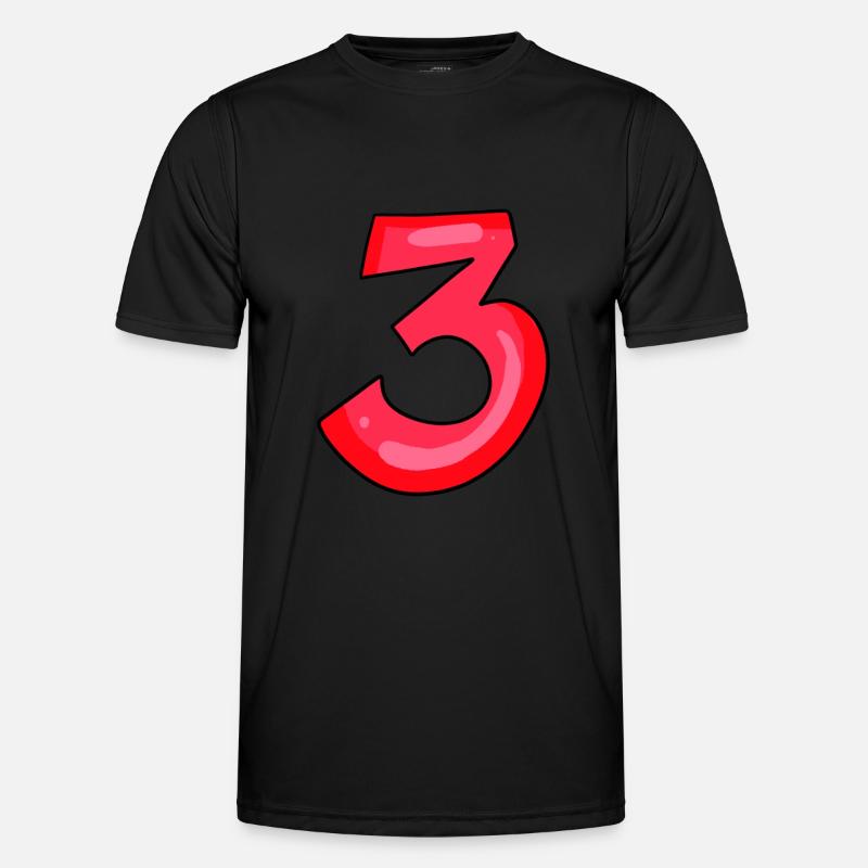 3 red - number three - digit Men's Functional T-Shirt