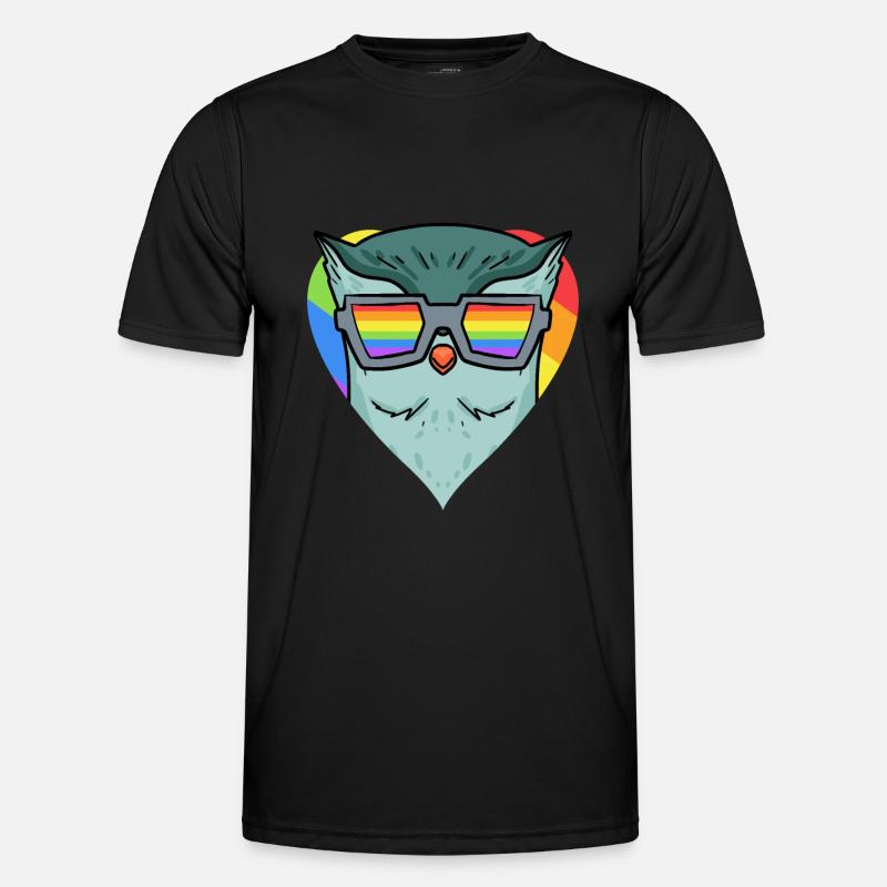 LGBT Tier Eule Regenbogen - Männer Funktions-T-Shirt - Schwarz