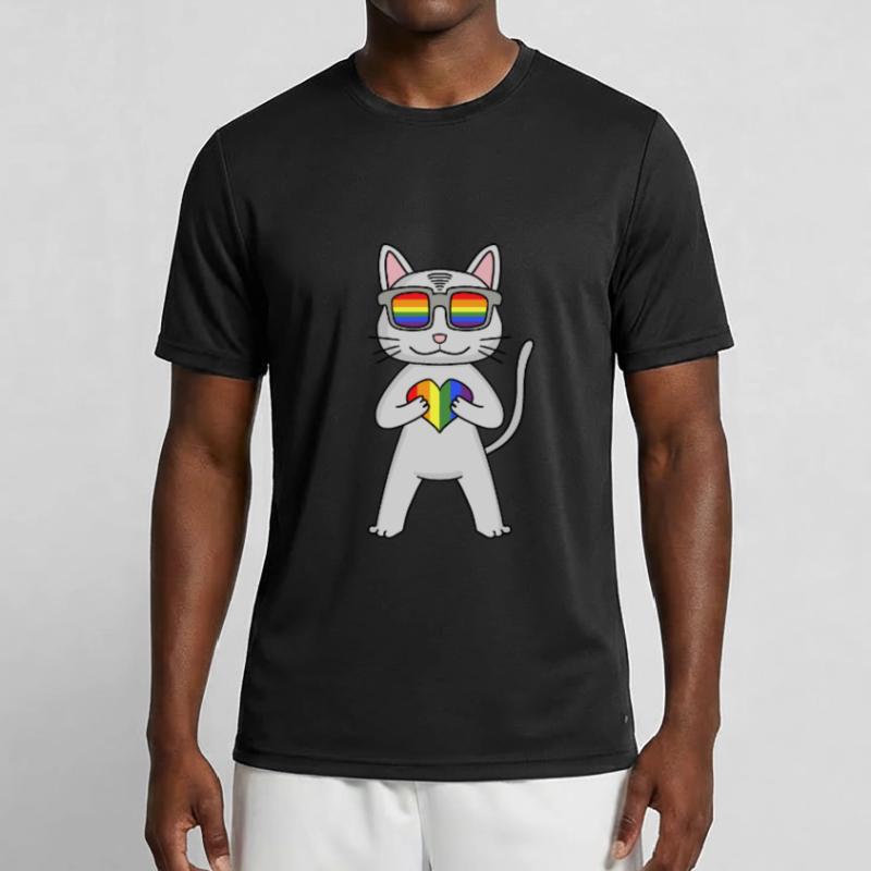 LGBT Cat Devon Rex Rainbow Men's Functional T-Shirt