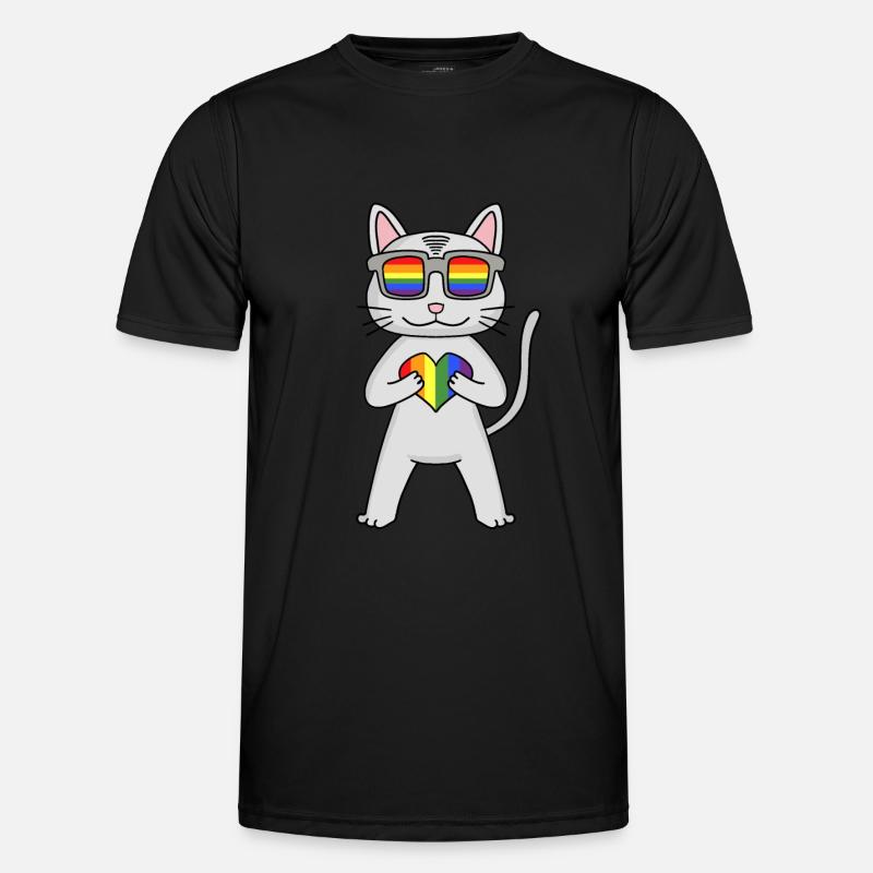 LGBT Katze Devon Rex Regenbogen - Männer Funktions-T-Shirt - Schwarz