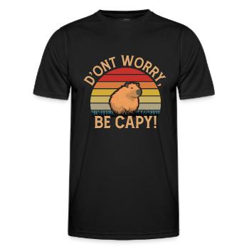 Don't worry, Be Capy! - Men's Functional T-Shirt - black - Front - AI Model Male 178 dark (178cm)