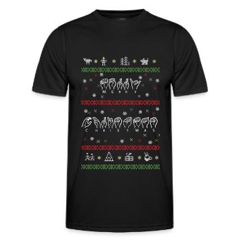 Merry Christmas Sweatshirt in Gebärdensprache - Männer Funktions-T-Shirt - Schwarz - Vorne - AI Model Male 178 dark (178cm)