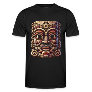Mystische Inka Azteken Maske - Männer Funktions-T-Shirt - Schwarz - Vorne - AI Model Male 178 dark (178cm)