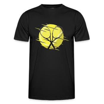 Tennis rackets and tennis ball - Men's Functional T-Shirt - black - Front - AI Model Male 178 dark (178cm)