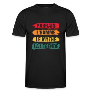 "Parrain homme mythe légende" t-shirt humour - T-shirt sport Homme - noir - Devant - AI Model Male 178 dark (178cm)