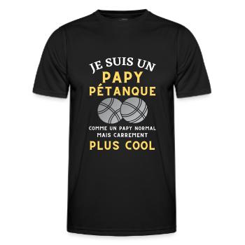 Pétanque Homme Papy Pétanque Cadeaux Bouliste - T-shirt sport Homme - noir - Devant - AI Model Male 178 dark (178cm)