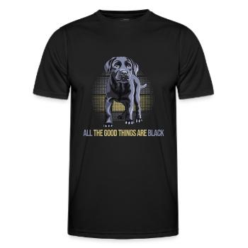 dog black labrador dog breeding black labrador - Men's Functional T-Shirt - black - Front - AI Model Male 178 dark (178cm)
