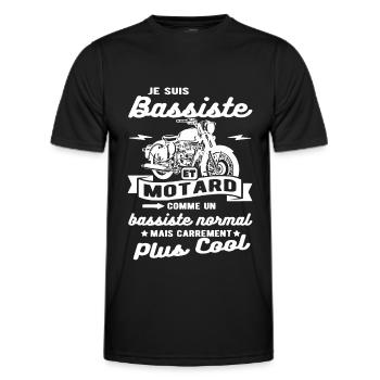 bassiste et motard moto - T-shirt sport Homme - noir - Devant - AI Model Male 178 dark (178cm)