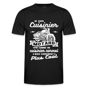 cuisinier et motard moto - T-shirt sport Homme - noir - Devant - AI Model Male 178 dark (178cm)