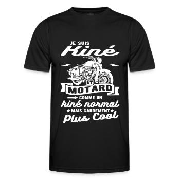 kiné et motard moto - T-shirt sport Homme - noir - Devant - AI Model Male 178 dark (178cm)