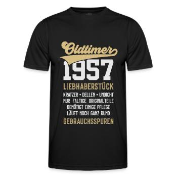 69. GEBURTSTAG OLDTIMER 1957 - Männer Funktions-T-Shirt - Schwarz - Vorne - AI Model Male 178 dark (178cm)