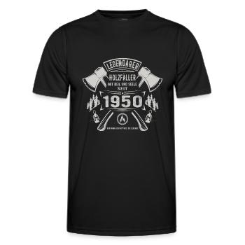 Legendärer Holzfäller Geboren 1950 Geschenk - Männer Funktions-T-Shirt - Schwarz - Vorne - AI Model Male 178 dark (178cm)