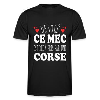 Mec Avec Corse Cadeau Couple Saint Valentin - T-shirt sport Homme - noir - Devant - AI Model Male 178 dark (178cm)