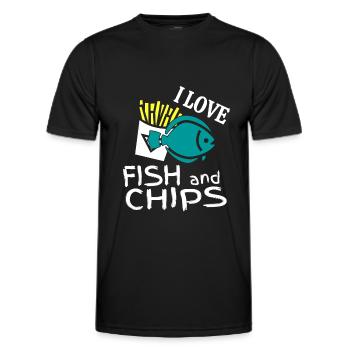 I love fish and chips spécialité anglaise - T-shirt sport Homme - noir - Devant - AI Model Male 178 dark (178cm)
