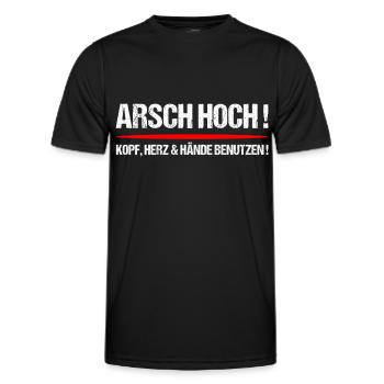 Arsch hoch - Männer Funktions-T-Shirt - Schwarz - Vorne - AI Model Male 178 dark (178cm)