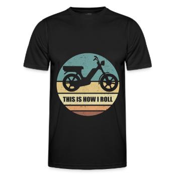 Mobylette Mobylette Mobylette Mobylette Mobylette Mobylette Cyclomoteur cadeau - T-shirt sport Homme - noir - Devant - AI Model Male 178 dark (178cm)