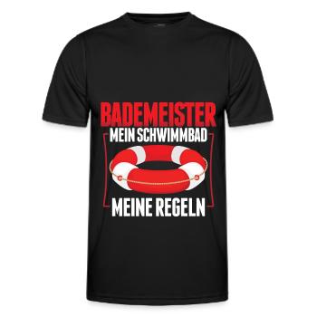 Bademeister Schwimmbad Freibad Hallenbad Geschenk - Männer Funktions-T-Shirt - Schwarz - Vorne - AI Model Male 178 dark (178cm)