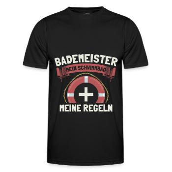 Bademeister Hallenbad Schwimmbad Freibad Geschenk - Männer Funktions-T-Shirt - Schwarz - Vorne - AI Model Male 178 dark (178cm)