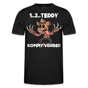 1 2 Teddy kommt vorbei - Männer Funktions-T-Shirt - Schwarz - Vorne - AI Model Male 178 dark (178cm)