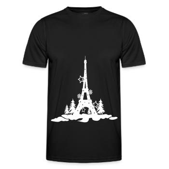 CHRISTMAS EIFFEL TOUR 2,Tour eiffel paris - T-shirt sport Homme - noir - Devant - AI Model Male 178 dark (178cm)