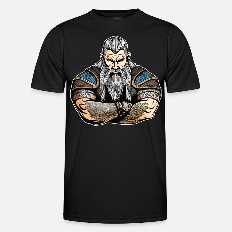 Stolzer Wikinger mit Tattoos - Männer Funktions-T-Shirt - Schwarz