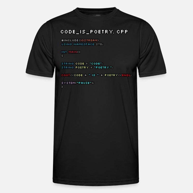 Code ist Poesie.CPP - Männer Funktions-T-Shirt - Schwarz