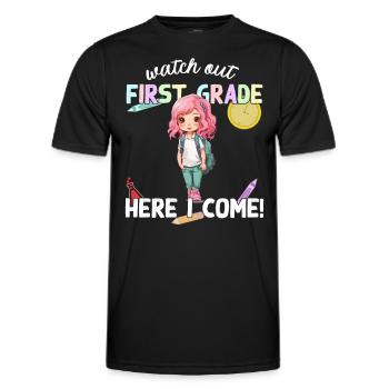 Funny Elementary School Girl School Enrollment Saying - Men's Functional T-Shirt - black - Front - AI Model Male 178 dark (178cm)