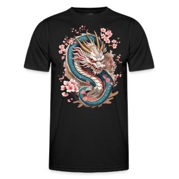 Design esthétique streetwear dragon japonais - T-shirt sport Homme - noir - Devant - AI Model Male 178 dark (178cm)