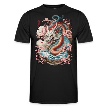 Japanischer Drache Aesthetic Streetwear Design - Männer Funktions-T-Shirt - Schwarz - Vorne - AI Model Male 178 dark (178cm)