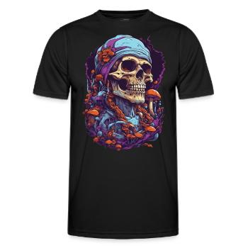 Lebendige Farben Musik Wald Pilze Psychedelic - Männer Funktions-T-Shirt - Schwarz - Vorne - AI Model Male 178 dark (178cm)