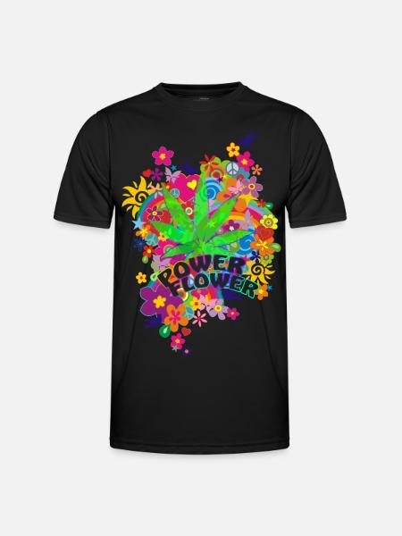 POWER FLOWER - Männer Funktions-T-Shirt - Schwarz