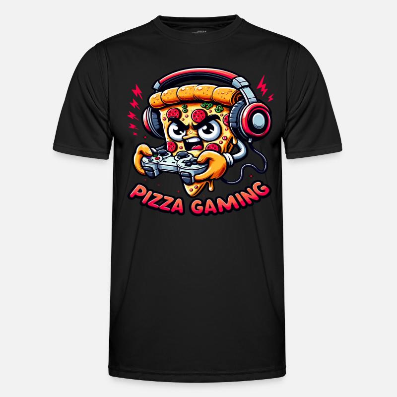 A pizza that plays video games - Men's Functional T-Shirt - black